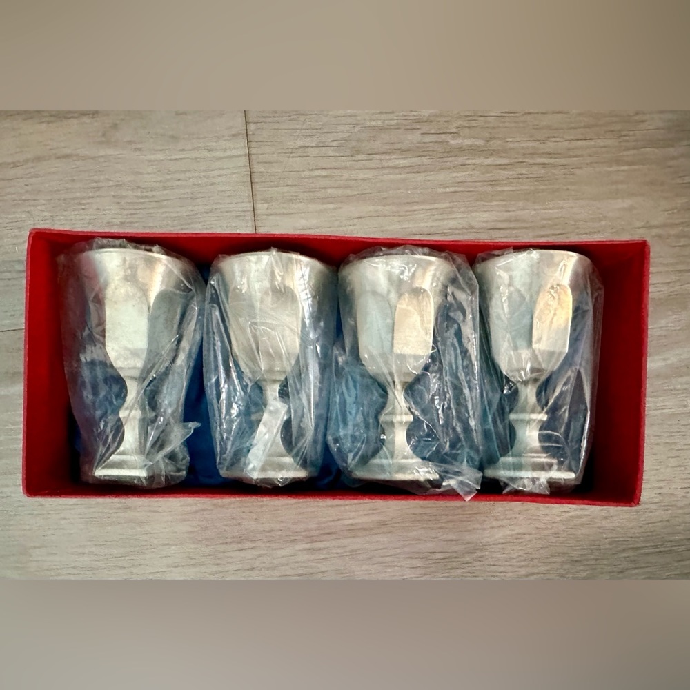 NEW!!! Vintage Leonard Hand Cast Pewter Mini Chalice Goblets Shot Glasses